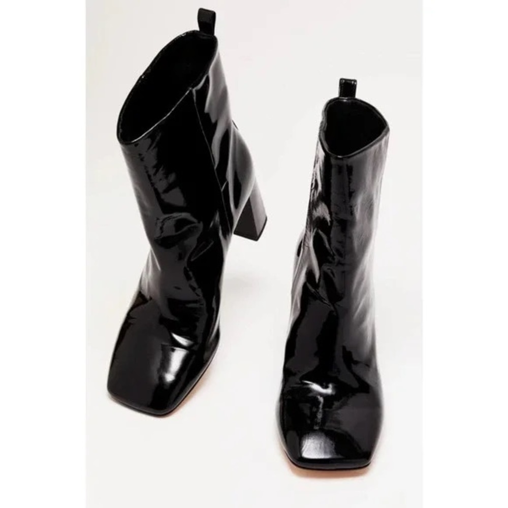 Good American Square Toe Bootie in Black Patent 8.5 - Picture 2 of 12